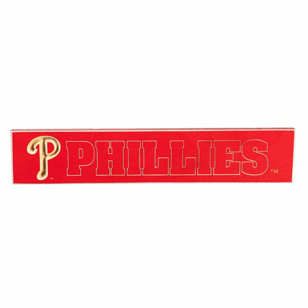 Philadelphia Phillies Engraved Wood Sign, 3.5" x 18" - MLB Home