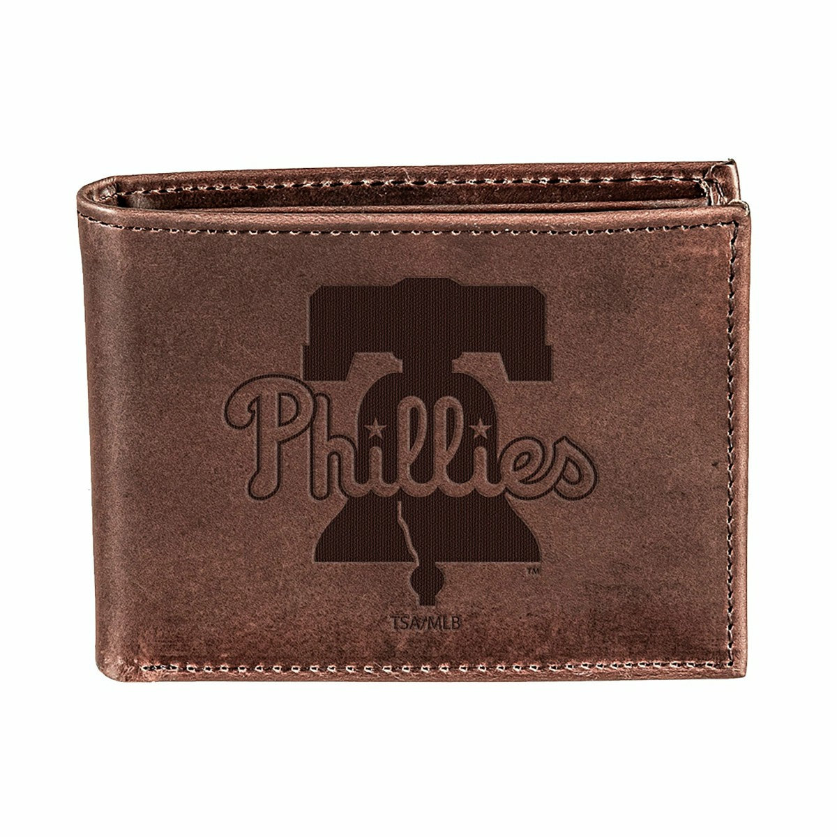 Philadelphia Phillies Bi-Fold Wallet Brown 100% Genuine Leather - MLB Home