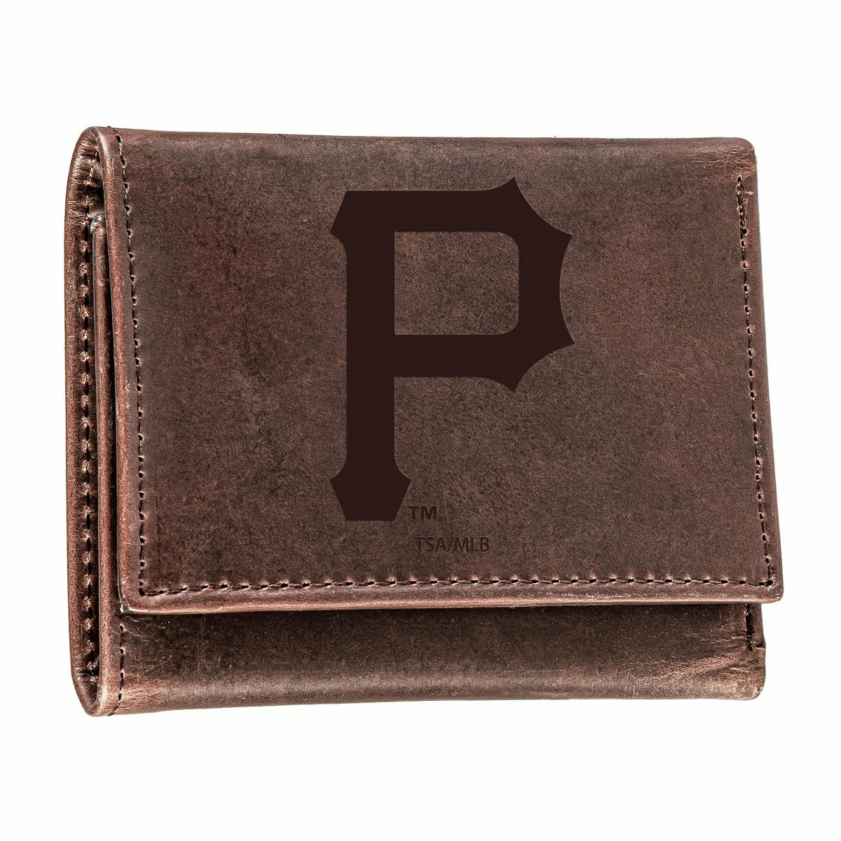Pittsburgh Pirates Tri-Fold Wallet Brown 100% Genuine Leather - MLB Home