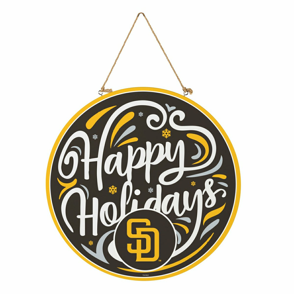 San Diego Padres Holiday Round Door Décor with Hanging Rope, 18x18 - MLB Home