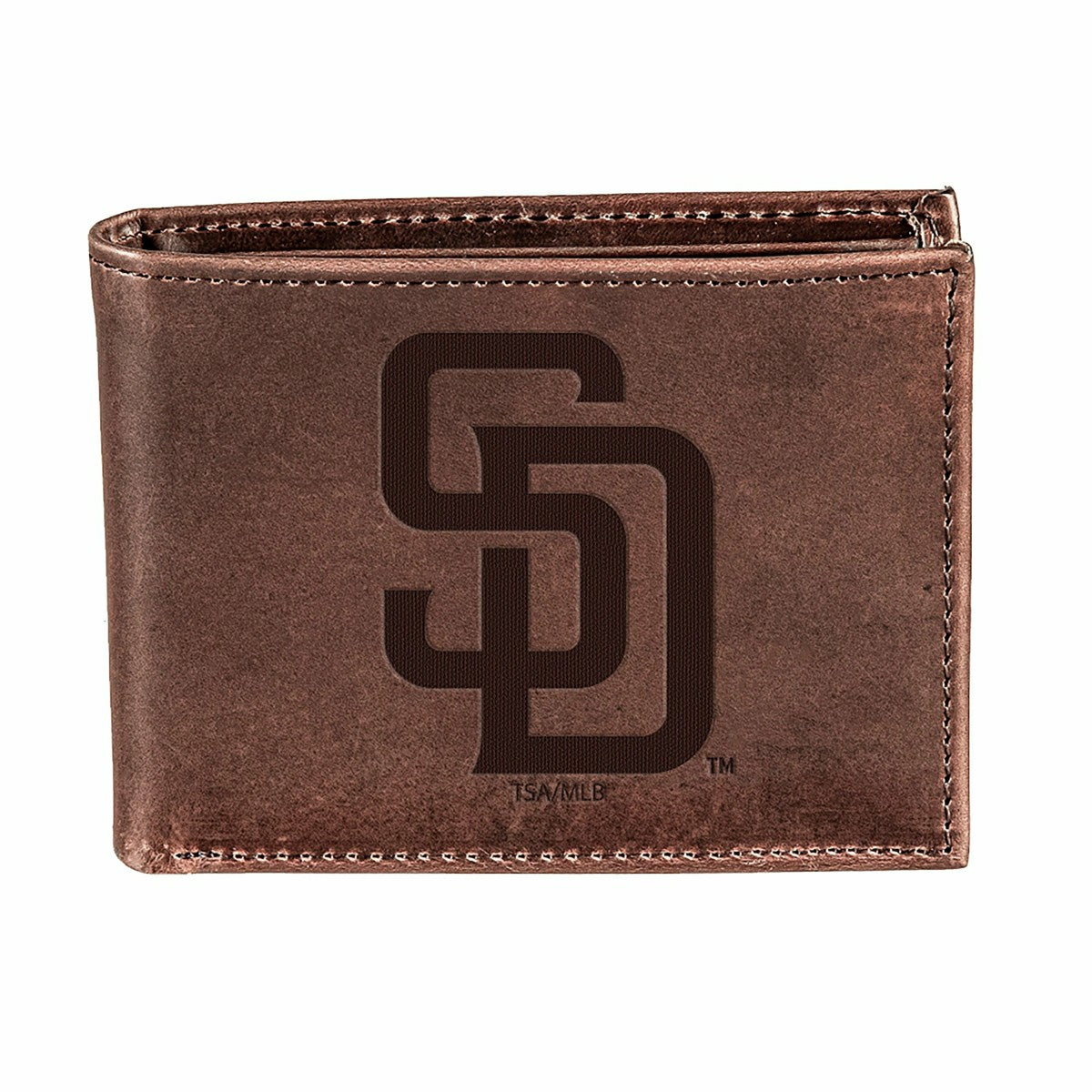 San Diego Padres Bi-Fold Wallet Brown 100% Genuine Leather - MLB Home