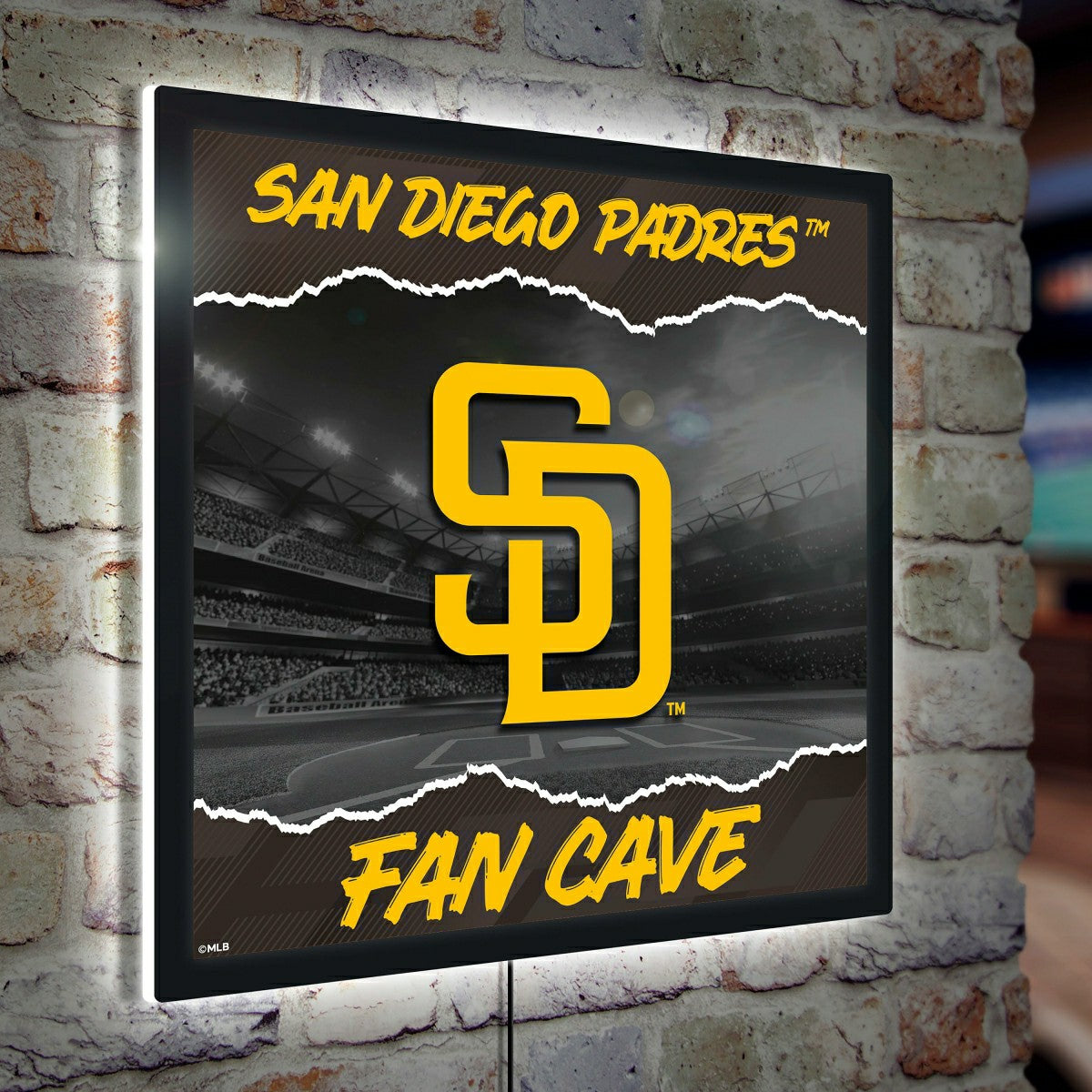 San Diego Padres 23"H x 23"L LED Wall Decor, Edgelite, Square - MLB Home
