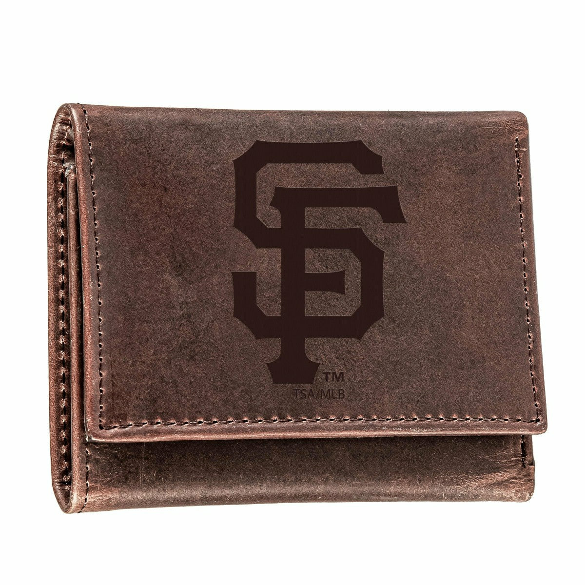 San Francisco Giants Tri-Fold Wallet Brown 100% Genuine Leather - MLB Home