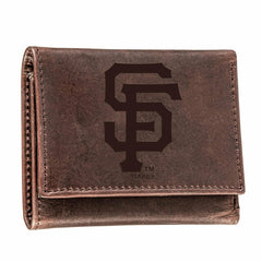 San Francisco Giants Tri-Fold Wallet Brown 100% Genuine Leather - MLB Home