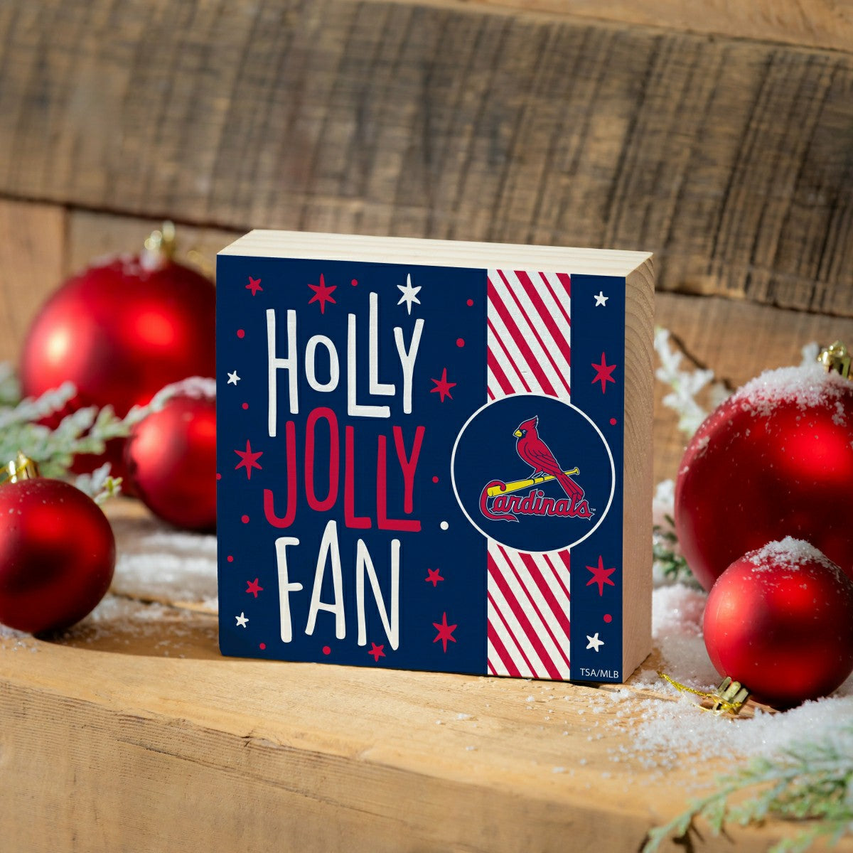 St Louis Cardinals Block, Holiday, 6x6 - MLB Home