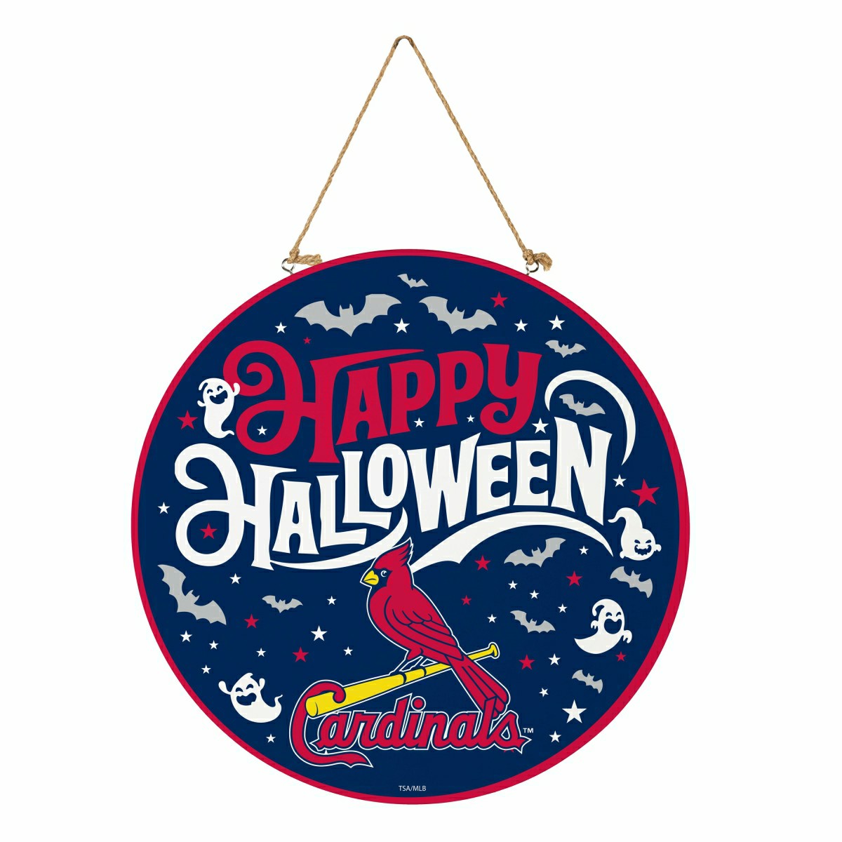 St Louis Cardinals Halloween Round Door Décor with Hanging Rope, 18x18 - MLB Home
