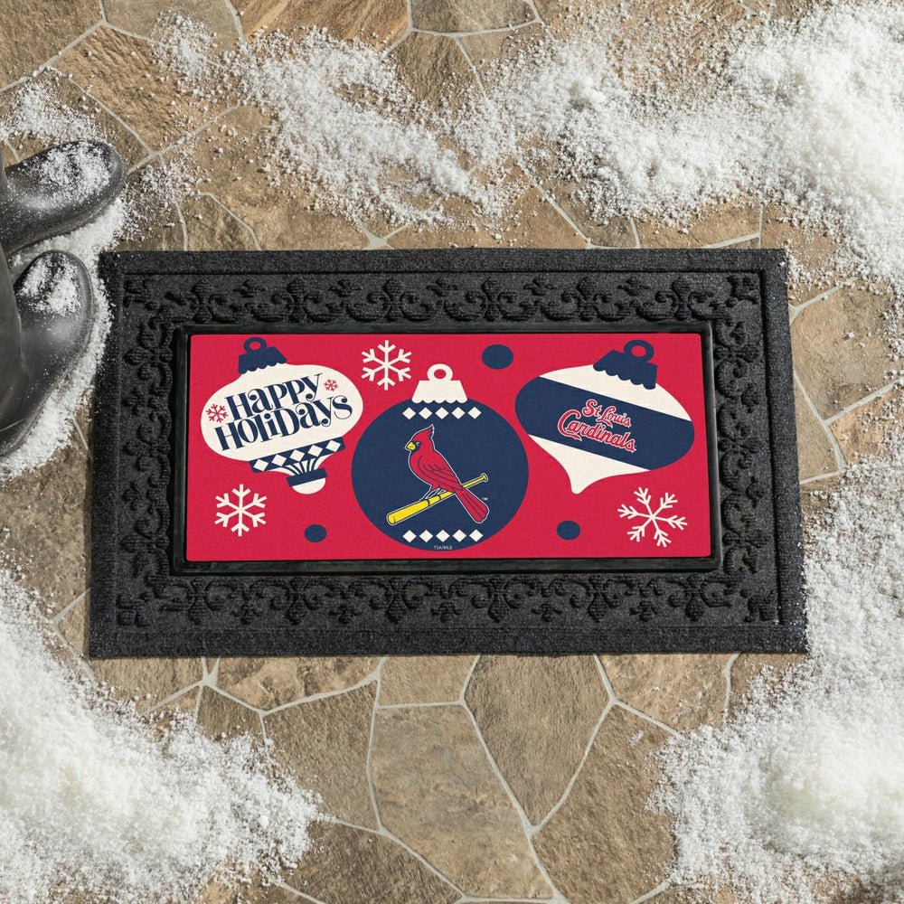 St Louis Cardinals Holiday Flocked Coir Sassafras Switch Mat, 22"x10" - MLB