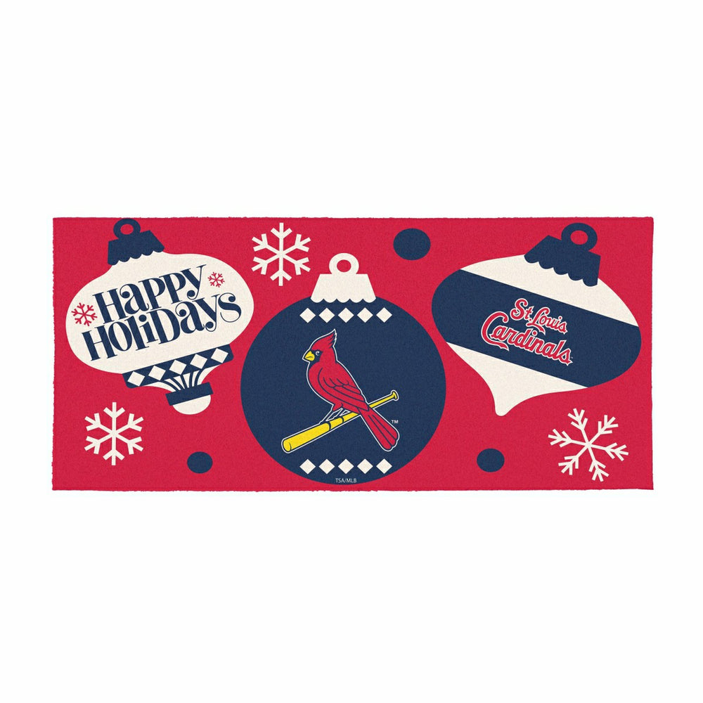 St Louis Cardinals Holiday Flocked Coir Sassafras Switch Mat, 22"x10" - MLB
