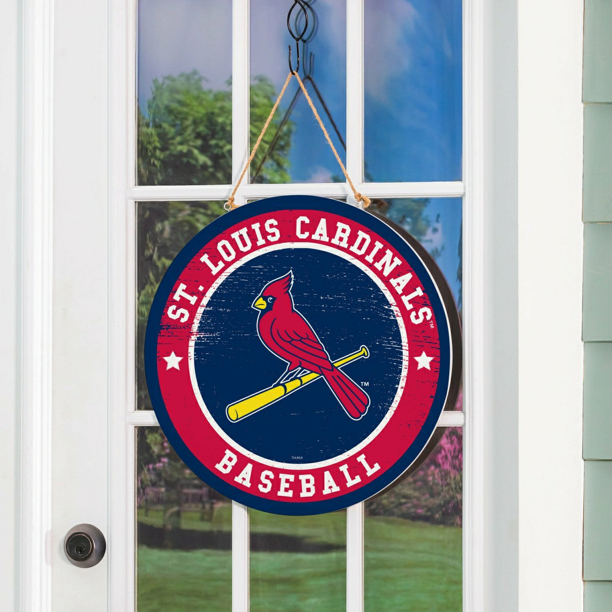 St Louis Cardinals Round Door Décor with Hanging Rope, 18x18 - MLB Home