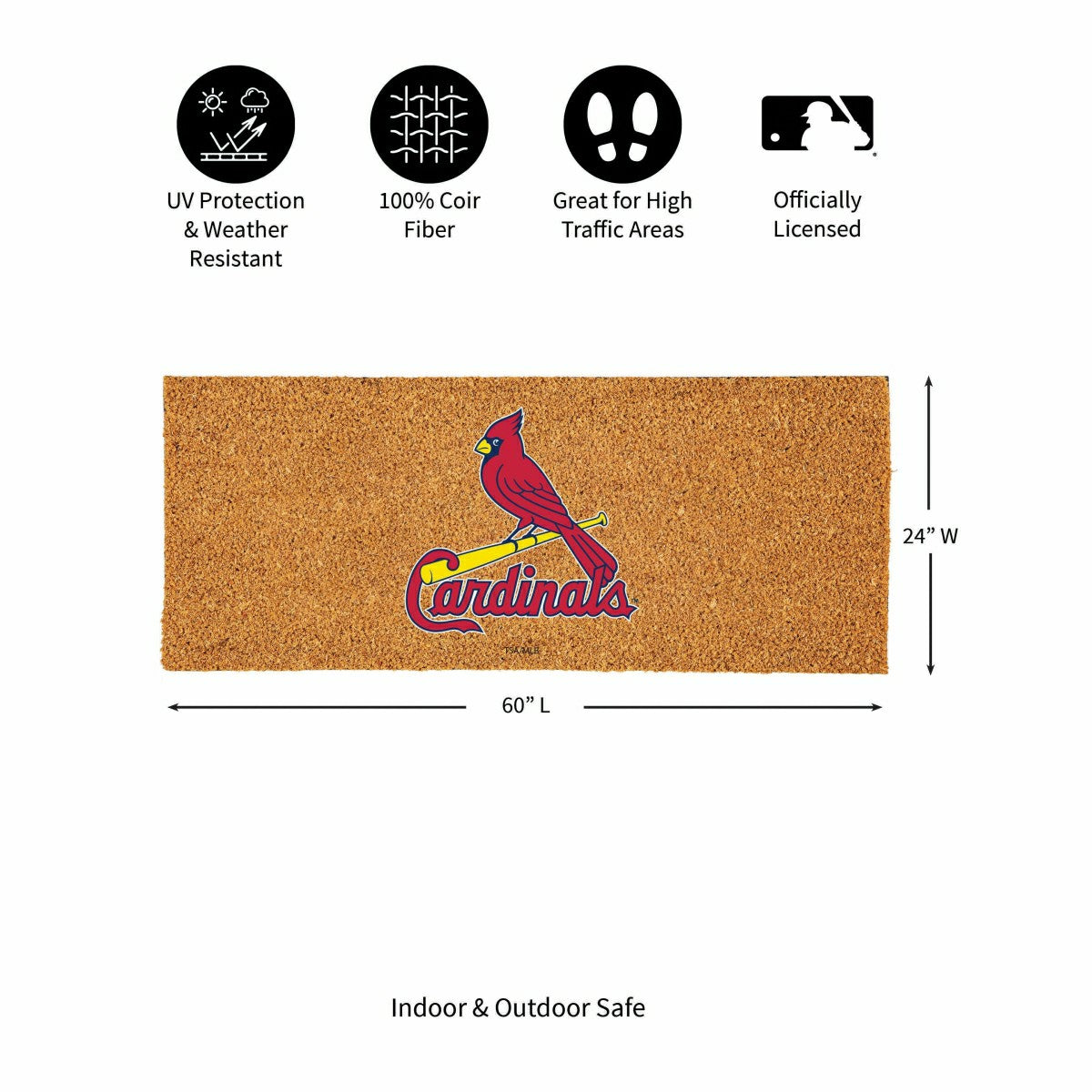 St Louis Cardinals Extra Large Full Color Coir Mat, 60"x24" - MLB