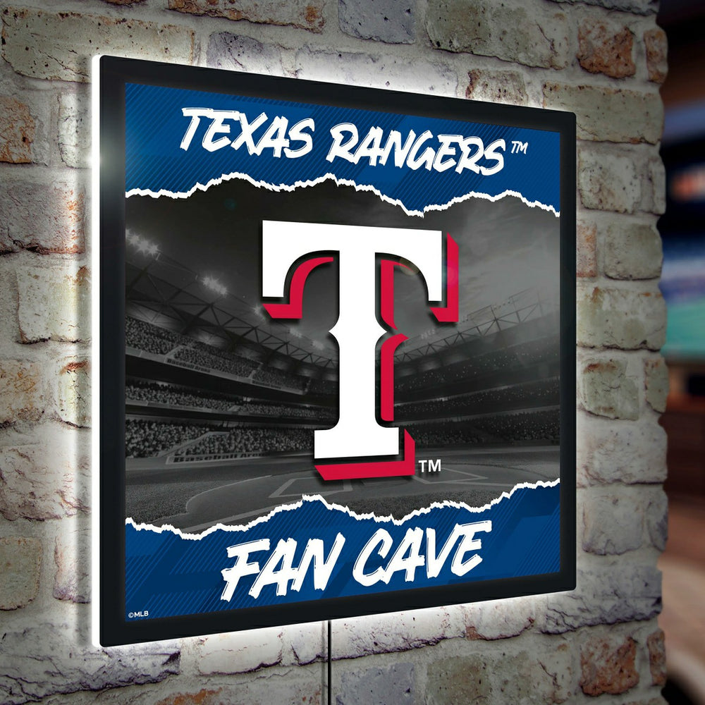 Texas Rangers 23"H x 23"L LED Wall Decor, Edgelite, Square - MLB Home