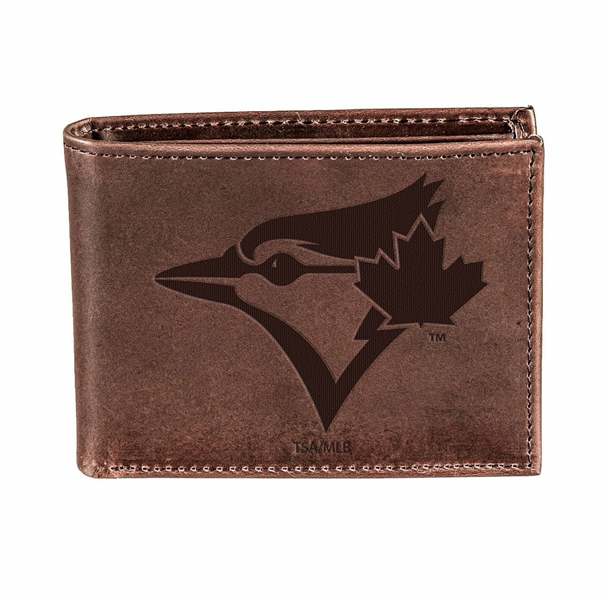 Toronto Blue Jays Bi-Fold Wallet Brown 100% Genuine Leather - MLB Home