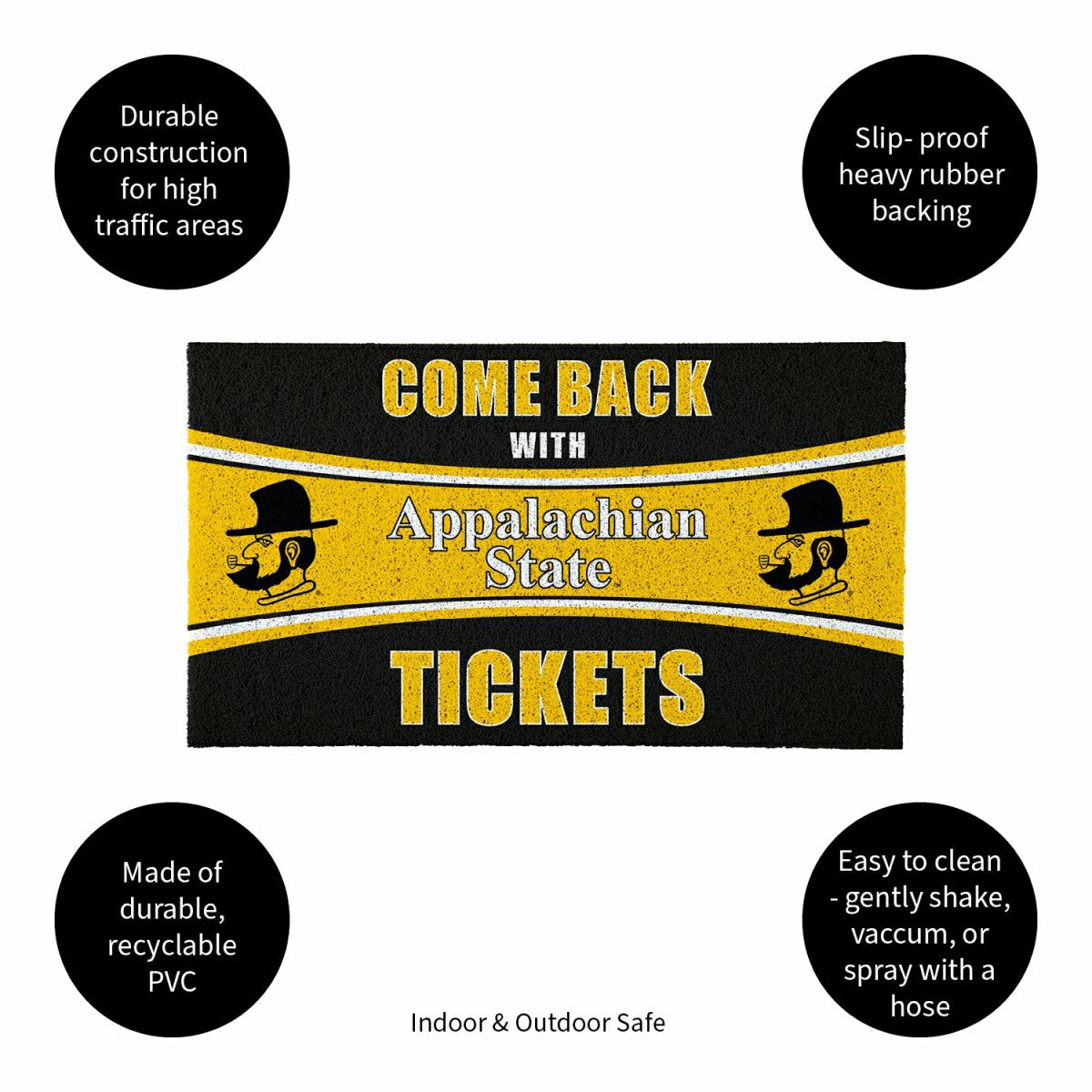 28" x 16" PVC Trapper Mat, Come Back with Tickets, Appalachian State U - Collegiate