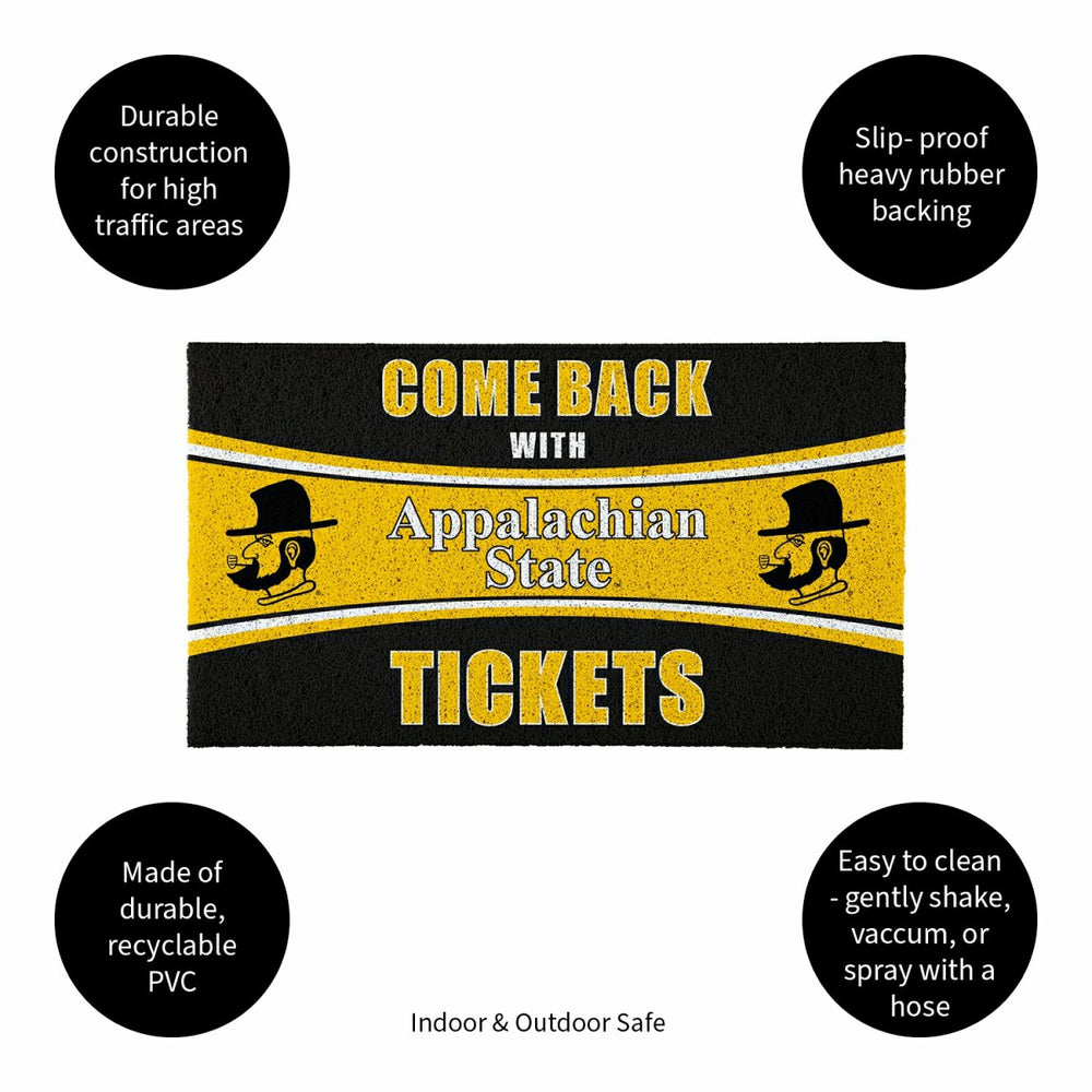 28" x 16" PVC Trapper Mat, Come Back with Tickets, Appalachian State U - Collegiate