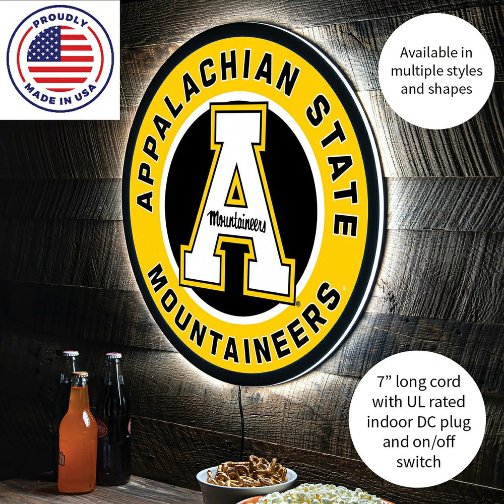 LED Wall Decor, Round, Appalachian State University - Collegiate Home