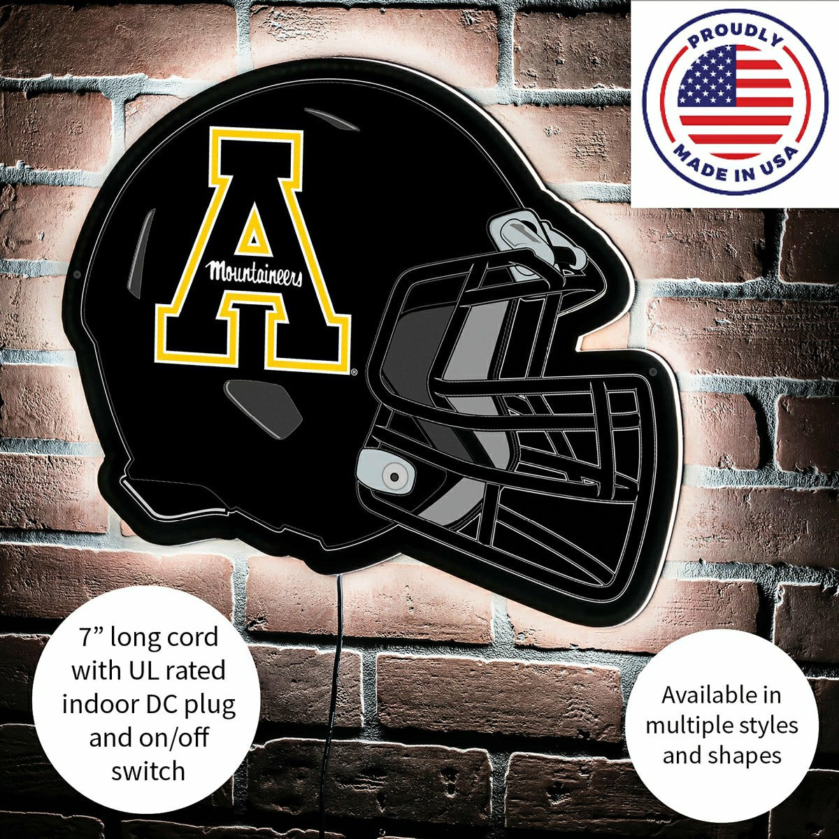 LED Wall Decor, Helmet, Appalachian State University - Collegiate Home
