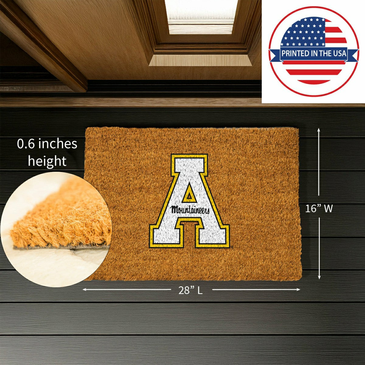 Coir Mat, 16"x28", Appalachian State University - Collegiate