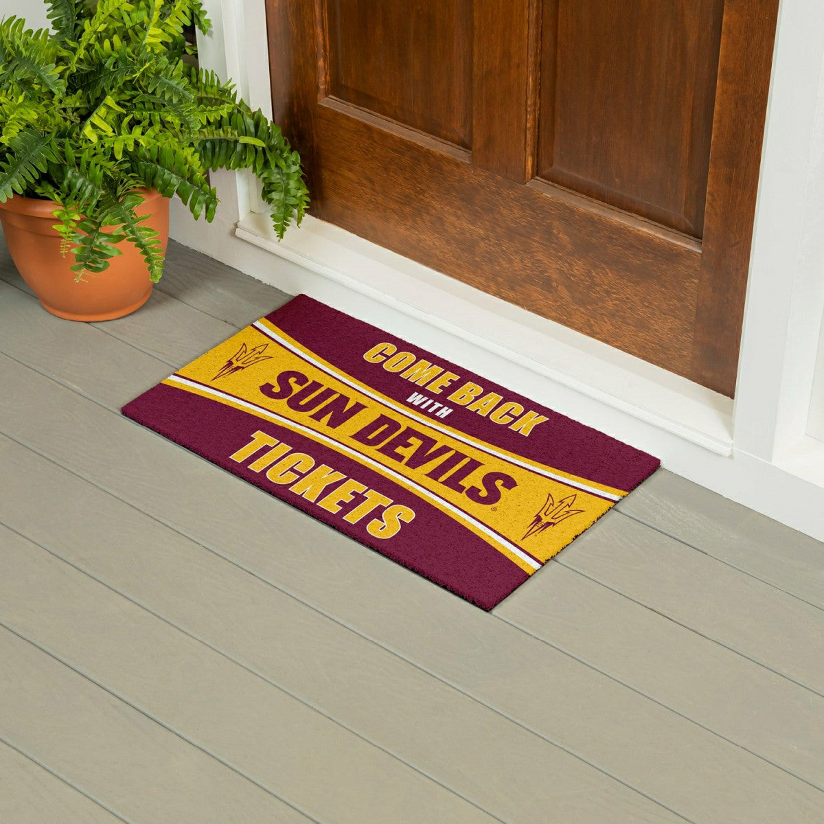 28" x 16" PVC Trapper Mat, Come Back with Tickets, Arizona State Unive - Collegiate