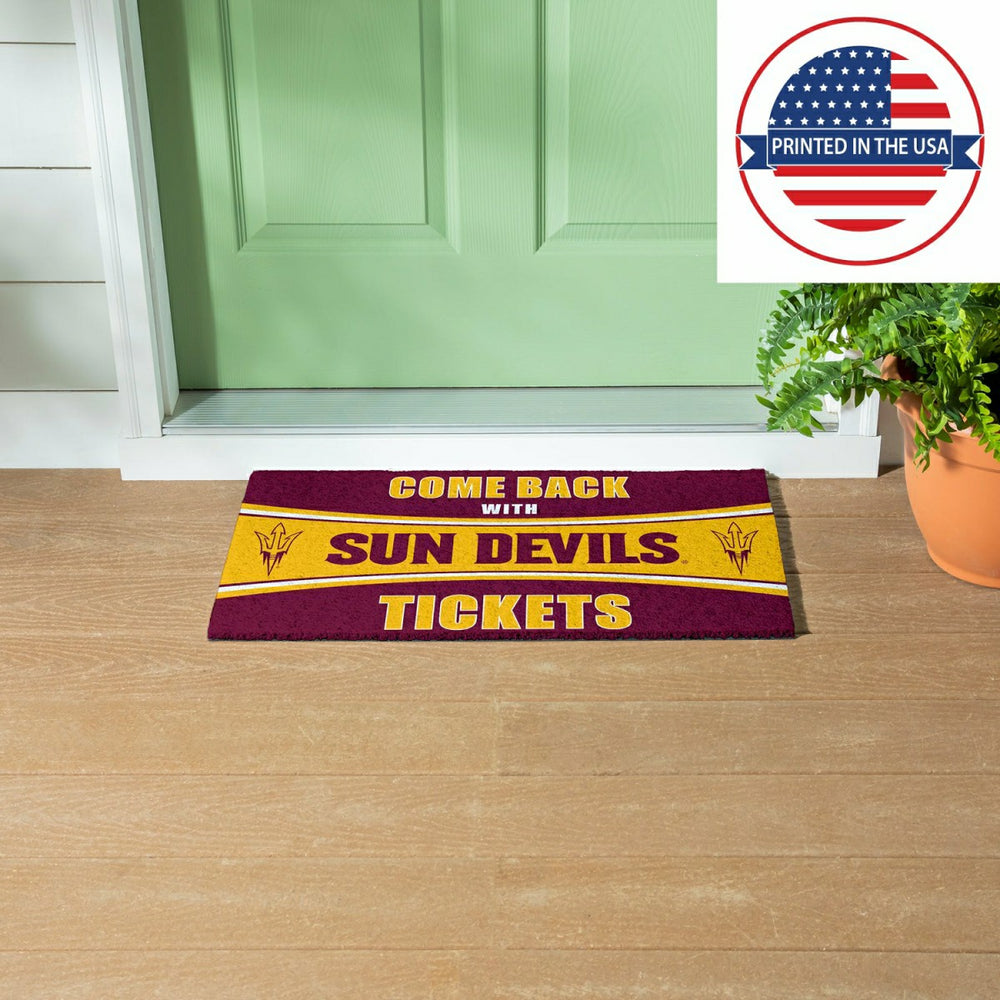 28" x 16" PVC Trapper Mat, Come Back with Tickets, Arizona State Unive - Collegiate