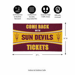 28" x 16" PVC Trapper Mat, Come Back with Tickets, Arizona State Unive - Collegiate