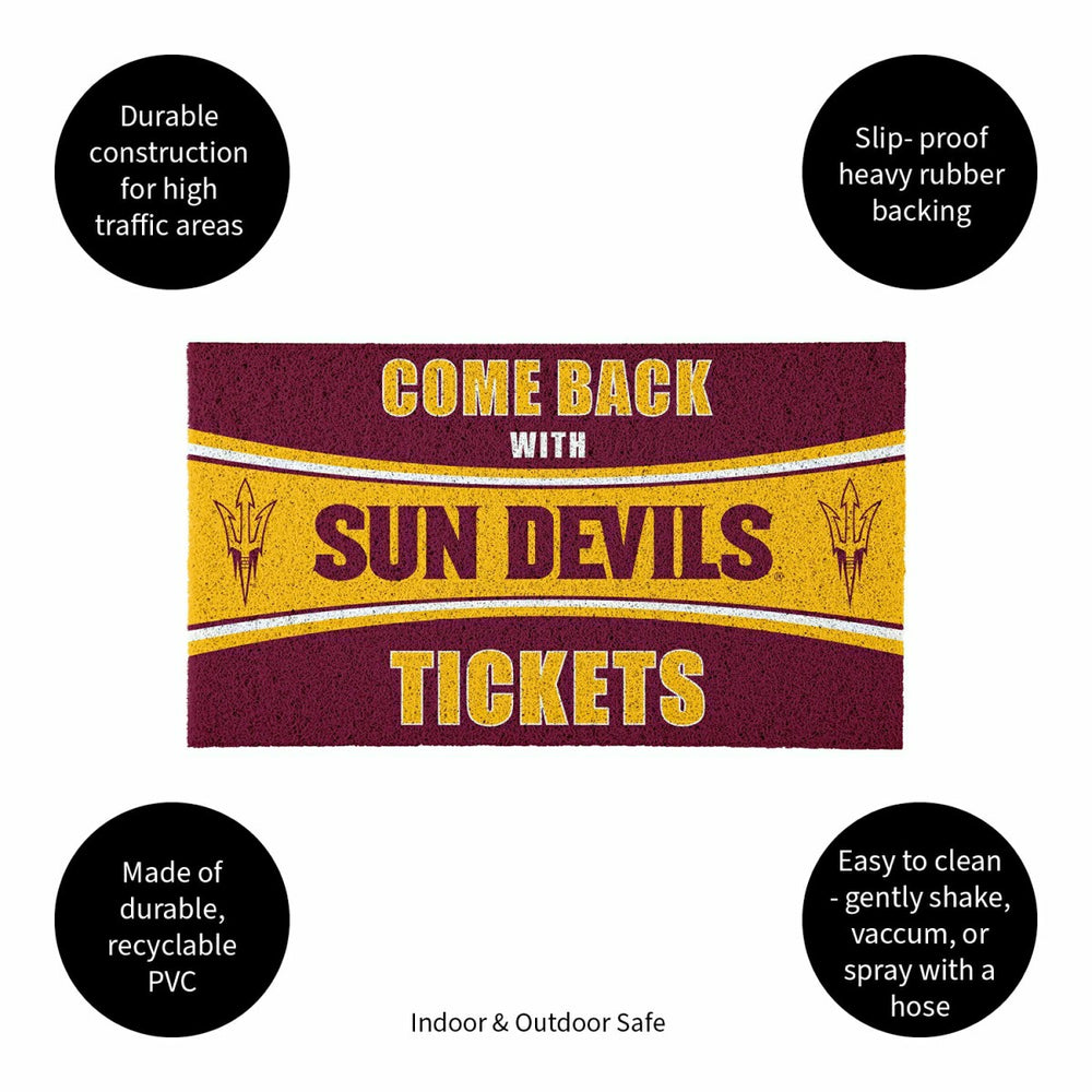 28" x 16" PVC Trapper Mat, Come Back with Tickets, Arizona State Unive - Collegiate