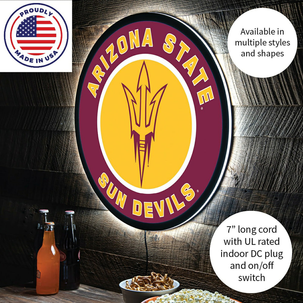 LED Wall Decor, Round, Arizona State University - Collegiate Home