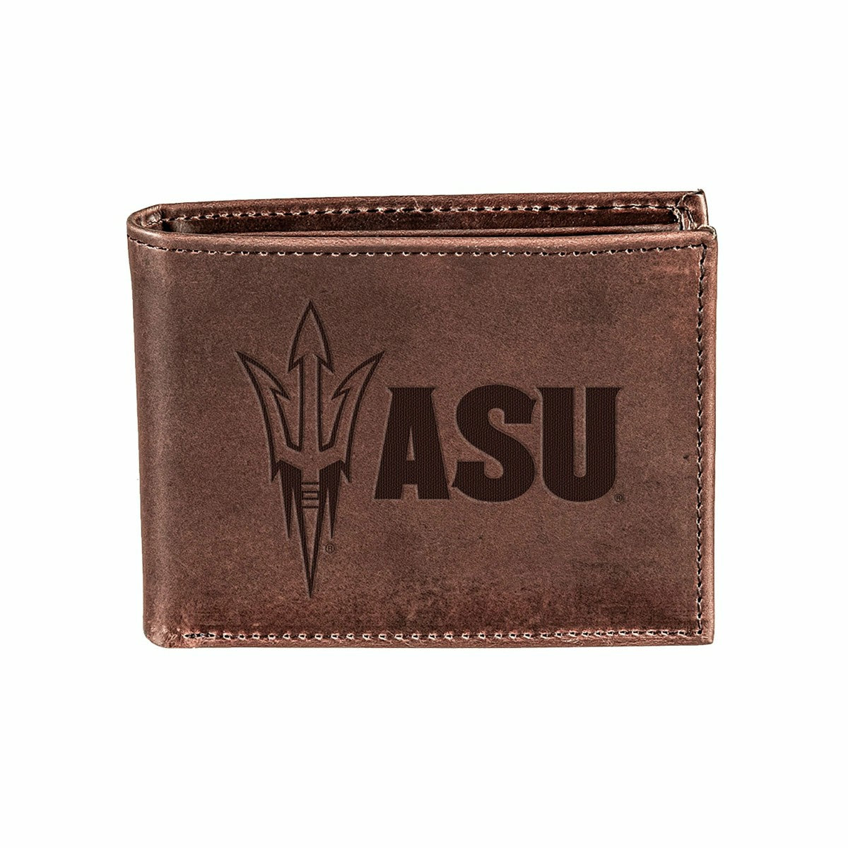 Arizona State University, Bi-Fold Wallet, Brown, CH, 100% Genuine Leat - Collegiate Home