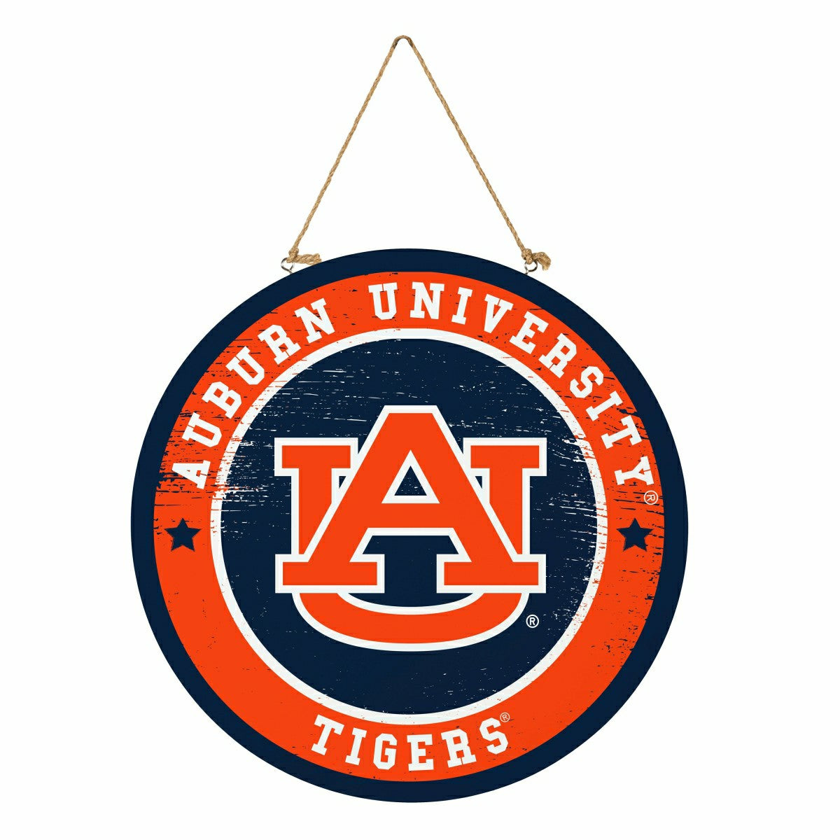 Auburn University Round Door Décor with Hanging Rope, 18x18 - Collegiate Home