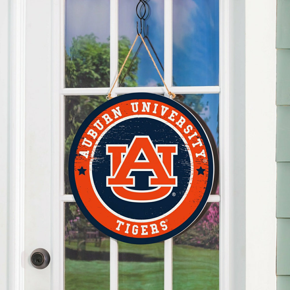 Auburn University Round Door Décor with Hanging Rope, 18x18 - Collegiate Home