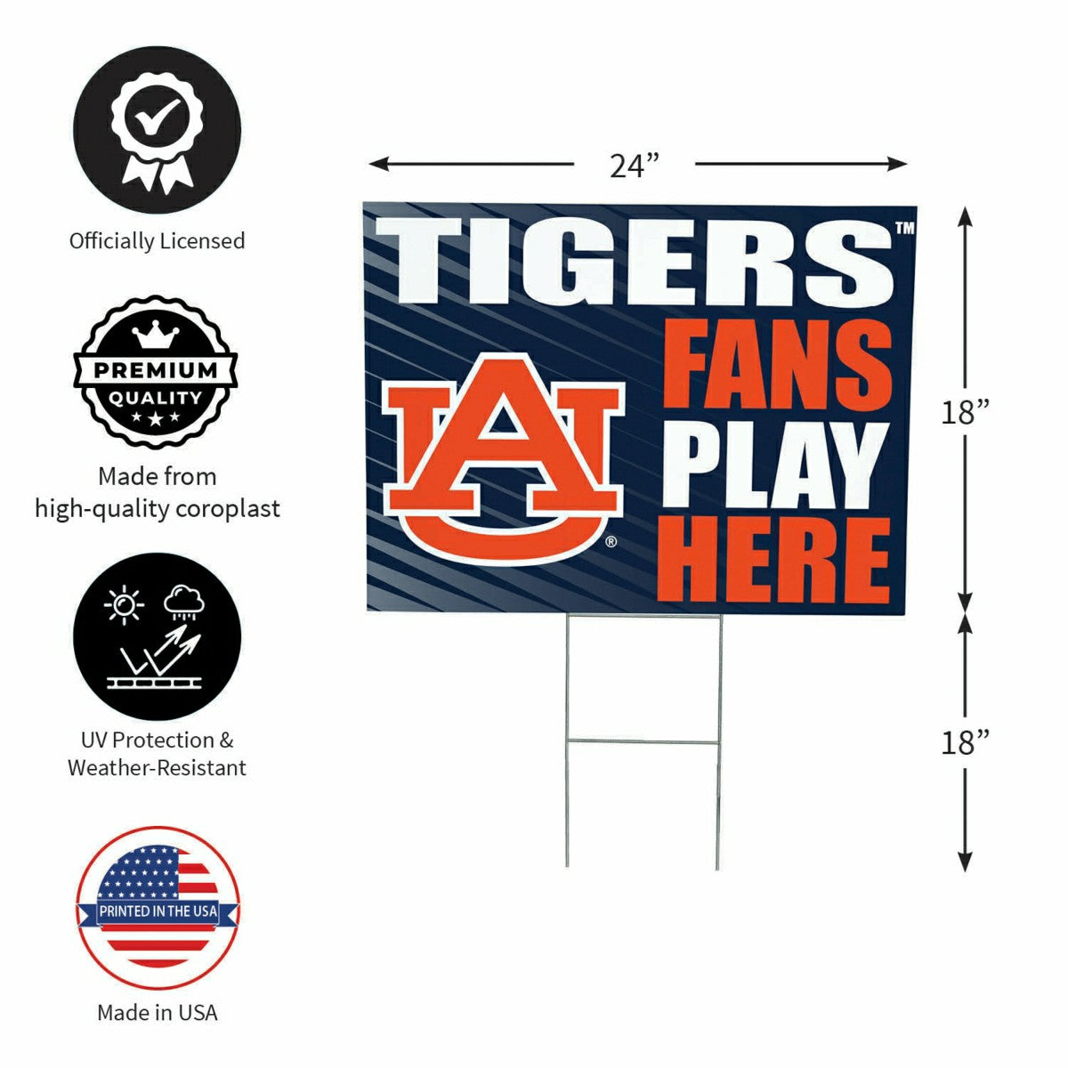 Auburn University Coroplast Yard Sign "Fans Play Here" - Collegiate Home