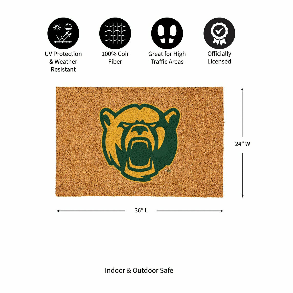 Baylor University Large Full Color Coir Mat, 36"x24" - Collegiate