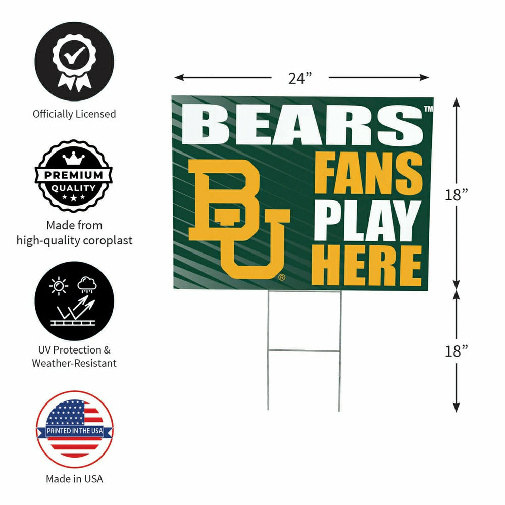 Baylor University Coroplast Yard Sign "Fans Play Here" - Collegiate Home