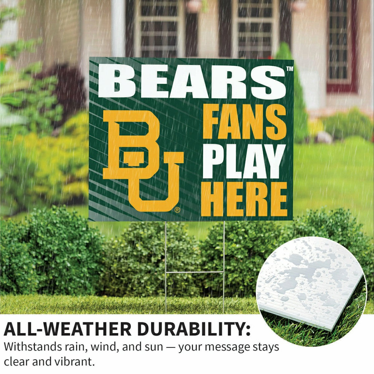 Baylor University Coroplast Yard Sign "Fans Play Here" - Collegiate Home