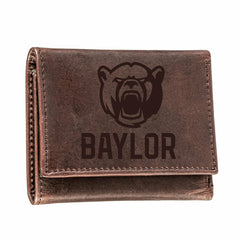 Baylor University, Tri-Fold Wallet, Brown, CH, 100% Genuine Leather - Collegiate Home
