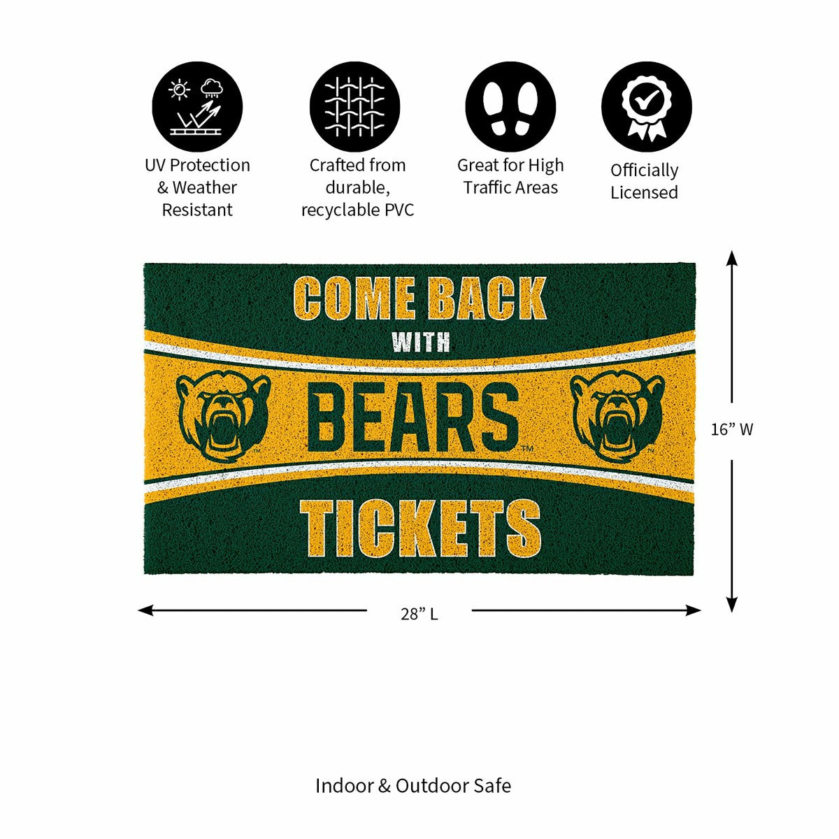 28" x 16" PVC Trapper Mat, Come Back with Tickets, Baylor University - Collegiate