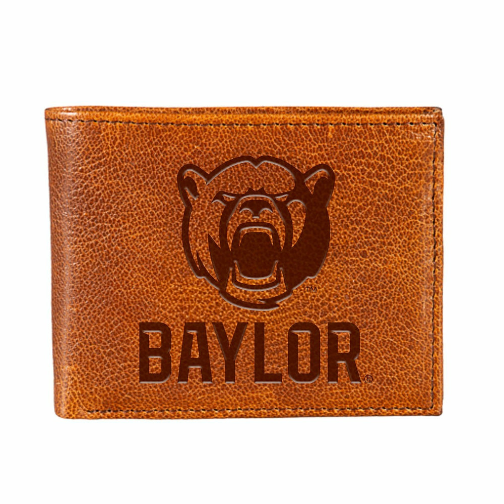 Baylor University, Embossed 100% Genuine Tumbled Leather Passcase Bi-F - Collegiate Home