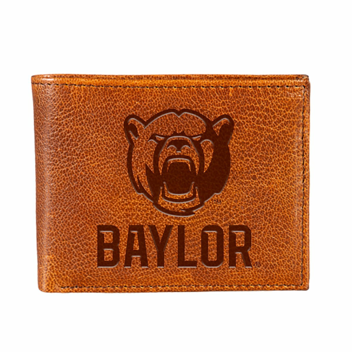 Baylor University, Embossed 100% Genuine Tumbled Leather Passcase Bi-F - Collegiate Home