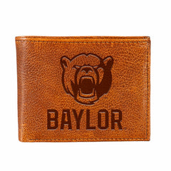 Baylor University, Embossed 100% Genuine Tumbled Leather Passcase Bi-F - Collegiate Home