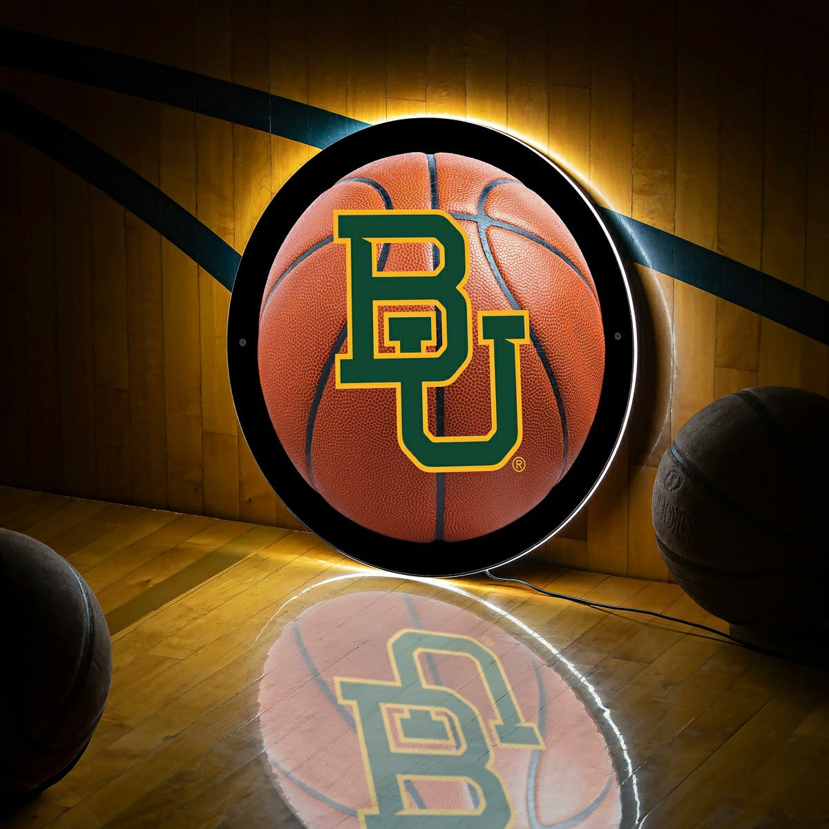 LED Wall Decor, Round, Med, Baylor, Basketball - Collegiate Home