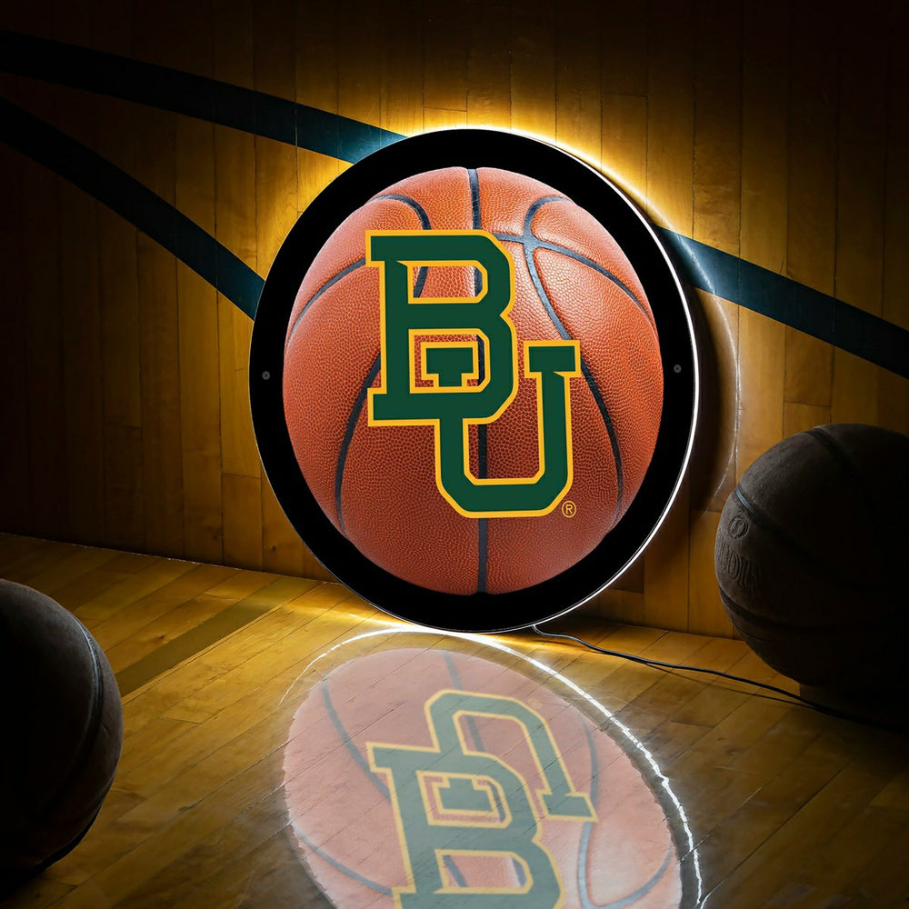 LED Wall Decor, Round, Med, Baylor, Basketball - Collegiate Home