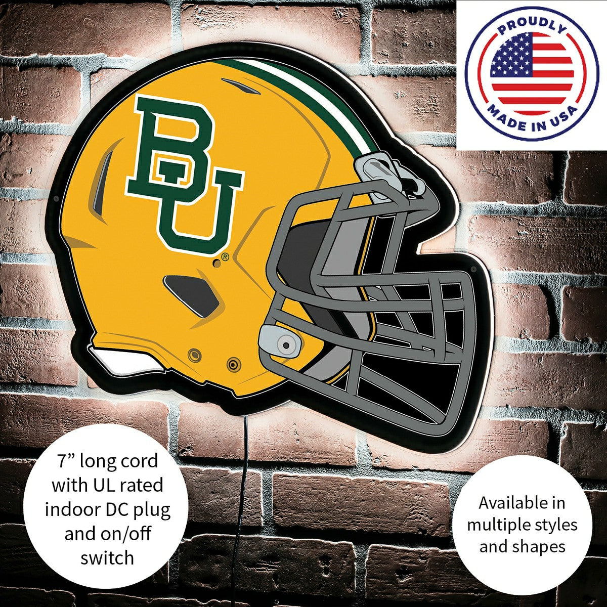 LED Wall Decor, Helmet, Baylor University - Collegiate Home