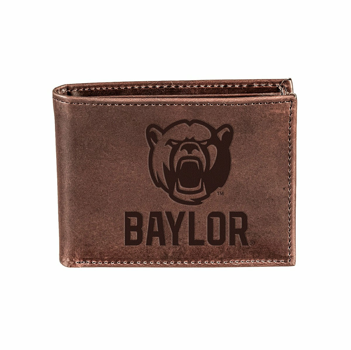 Baylor University, Bi-Fold Wallet, Brown, CH, 100% Genuine Leather - Collegiate Home