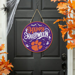 Clemson University Halloween Round Door Décor with Hanging Rope, 18x18 - Collegiate Home