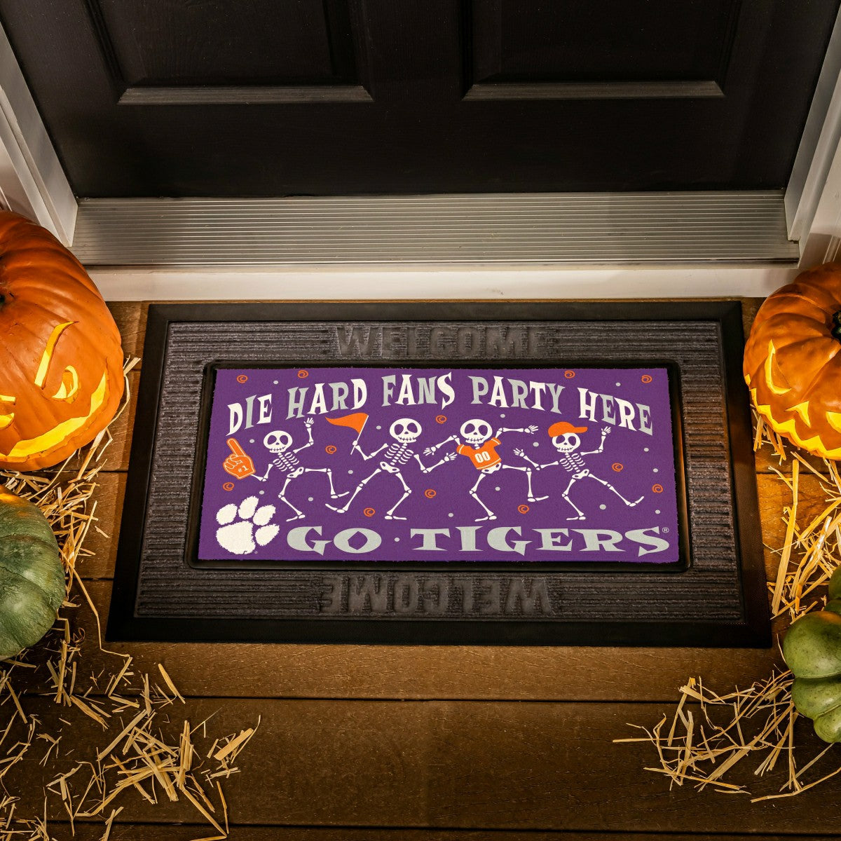 Clemson University Flocked Coir Halloween Sassafras Switch Mat, 22"x10 - Collegiate