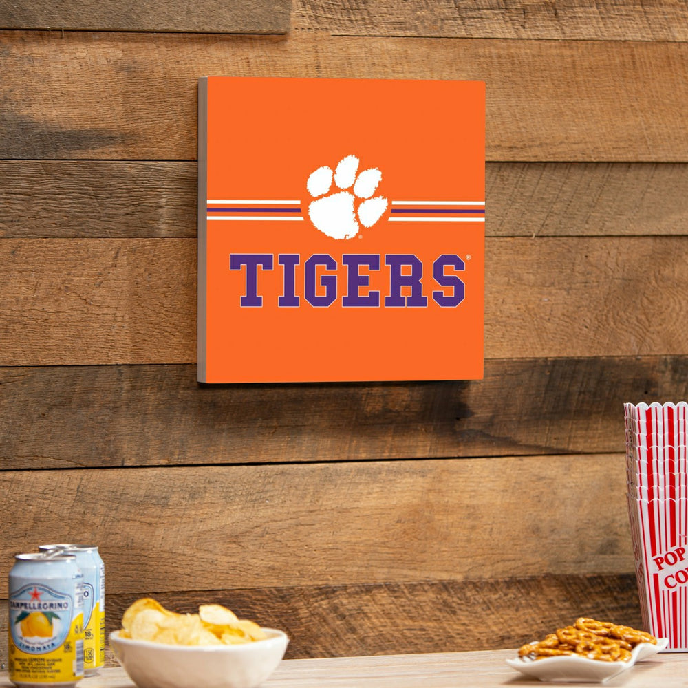 Clemson University Wood Wall Sign, 12x12 - Collegiate Home