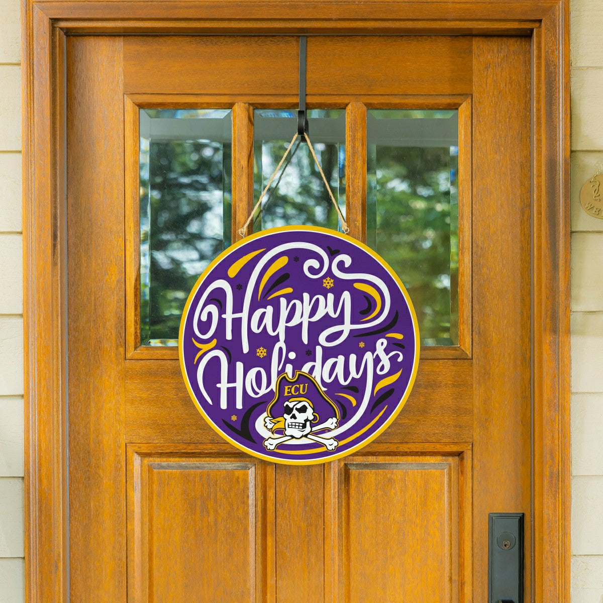 East Carolina University Holiday Round Door Décor with Hanging Rope, 1 - Collegiate Home