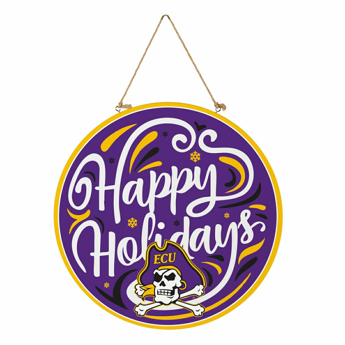 East Carolina University Holiday Round Door Décor with Hanging Rope, 1 - Collegiate Home