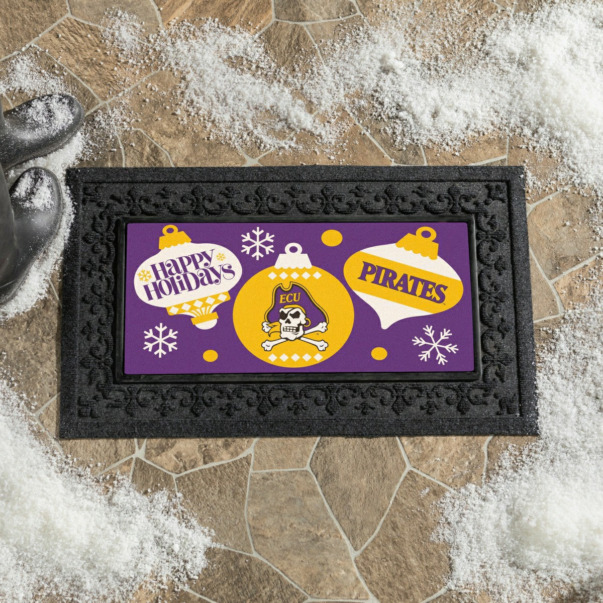 East Carolina University Holiday Flocked Coir Sassafras Switch Mat, 22 - Collegiate