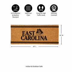 East Carolina University Extra Large One Color Coir Mat, 60"x24" - Collegiate