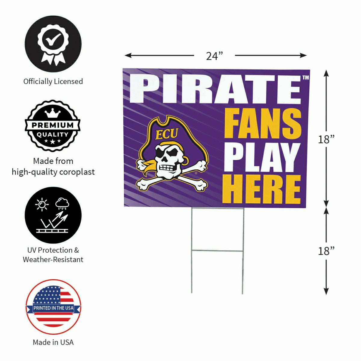East Carolina University Coroplast Yard Sign "Fans Play Here" - Collegiate Home